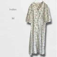 インデックス 花柄ワンピース 半袖 フレア ロング丈 シャツ 前開き M