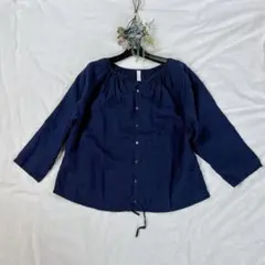 美品】マーガレットハウエル リネン フリルカラー 半袖ブラウス