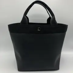 ハンドメイド　ブラック　フェイクレザー　M舟形トートバッグ