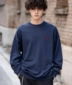 【U.S. POLO ASSN.】 オーバーサイズ裏起毛ロゴ刺繍長袖スウェット