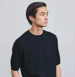 UNITED ARROWS ギザコットン ショートスリーブニットNAVY (L)