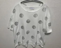 ADAM ET ROPE’ ドット柄Tシャツ 38 ホワイト ラメ 半袖のサムネイル