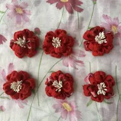 ③つまみ細工　つばきの花パーツ6個セット