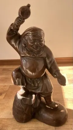 大型 大黒天 置物 約10kg 鉄製 鋳物 骨董品 七福神 縁起物