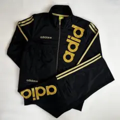 adidas アディダス　ジャージ上S 下Mセット 黒/金