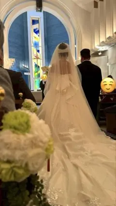 ウェディングベール ロング300cm ベールダウン可 コーム付き ビーズ刺繍