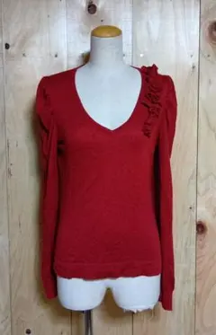 YUKI TORII　レッド フリルデザイン 長袖ニットのサムネイル