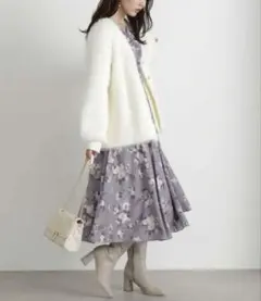 週末限定　ほぼ未使用　プロポーション　ふわふわ　カーデ　ホワイト　エクリュ