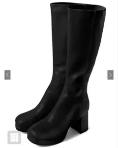 センターシームチャンキーヒールレザーロングブーツ[gd1431]