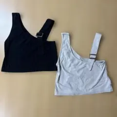 リブ素材 ワンショルダービスチェ 2色セット