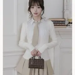 ネクタイシャツドッキングニットミニワンピース free