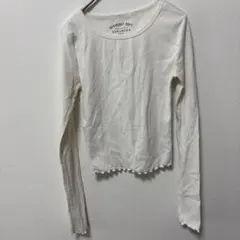 エアロポステール 長袖 リブ クルーネック メロウ XS 白 綿混 デイリーのサムネイル