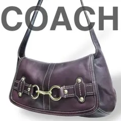 極美品 COACH ホーボ オールレザー ハーフムーン アクセサリーポーチ
