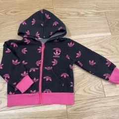 adidas フード付きトレーナー グレー/ピンク