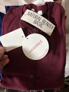 NATURAL BEAUTY BASIC ワインレッド カーディガン S