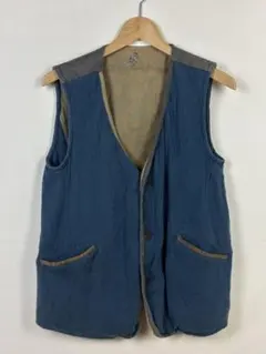 MASH ベスト ヘンプ コットン M 青 ブルー