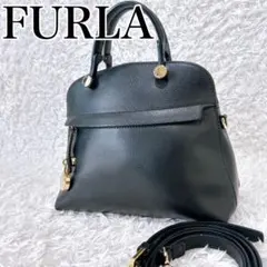 極美品　フルラ ショルダーバッグ 2way パイパー S ブラック　レザー