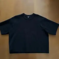 UNIQLO黒 ウォッシャブルミラノリブセーター半袖