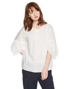 袖チュールブラウス