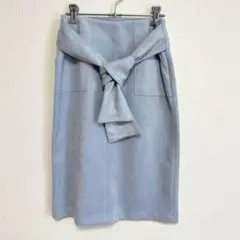 ロペピクニック　リボン付き　ライトブルー　タイトスカート　36 S 水色　春秋冬