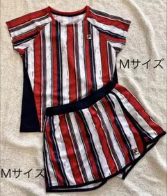 FILA テニスウェア 赤系ストライプセットアップ
