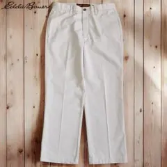 03M779◯EddieBauer グレージュ ワイド チノ スラックス W34のサムネイル