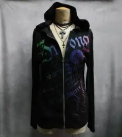 y2k　ジップパーカー　英字　グランジ　平成ギャル男　archive　60322