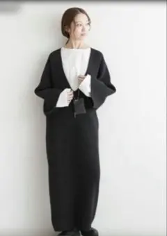 SOLAMONAT★ソラモ ナ★ワイドスリーブワンピース★ウエハースニット