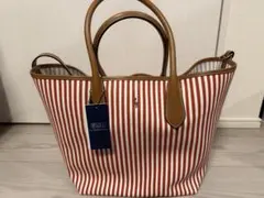 Polo by Ralph Lauren トートバッグ 赤と白ストライプ