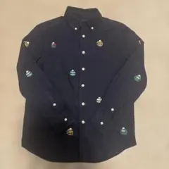 150 Ralph Lauren 長袖シャツ ネイビー　ワッペン付き