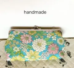handmade花柄がま口ポーチ