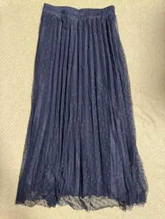 wego 黒シフォン プリーツ フレアスカートfreesize