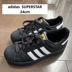 【adidas】アディダス スーパースター 24cm 金ベロ 黒×白