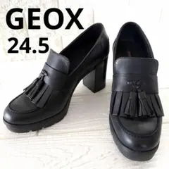美品GEOX ジェオックス タッセルローファー 厚底 38.5 黒