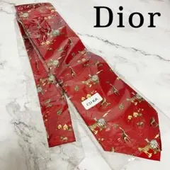 N78【新品未使用】Christian Dior★ネクタイ アニマル柄 レッドのサムネイル