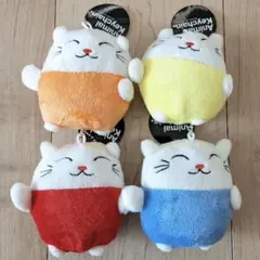 アニマルキーチェーン　ぬいぐるみ　マスコット　ネコ　ねこ　猫　４色セット