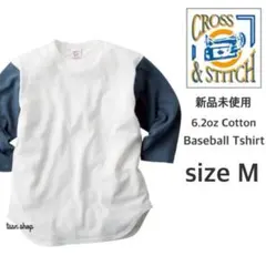 【クロスステッチ】新品 7分袖 ベースボールTシャツ デニム×ナチュラル Mのサムネイル