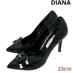 DIANA ダイアナ【23cm】バックル ポインテッドトゥ パンプス 黒