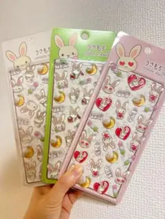 ＊正規品＊うさもちぷくぷくキャンディシール　3D 3点 ボンボンドロップシール