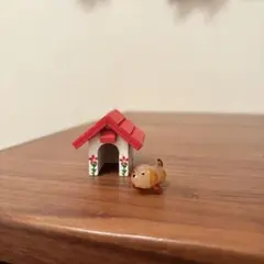 ミニチュア ガラス細工 犬と犬小屋