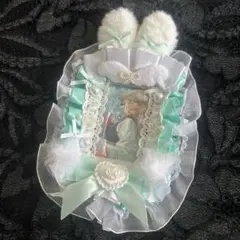 ★残り1点★ トレカケース フリル レース リボン うさぎ 推し活 ミント