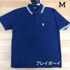 M　プレイボーイ　新品　メンズ　半袖ポロシャツ　ゴルフウェア　ネイビーのサムネイル