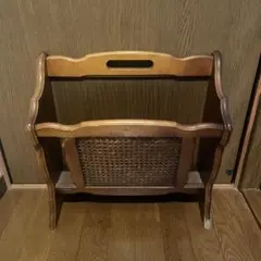 マルニ木工】ヴィンテージ マガジンラック 木製 ブラウン（傷あり