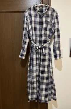 ミラオーウェン チェック シャツワンピース ウール混 サイズ0