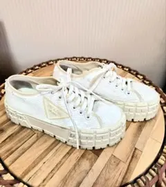 【正規品】PRADA スパンコール厚底スニーカー ホワイト　36サイズ