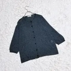 【チェゴ】　ニットカーディガン　羽織り　薄手　ラメ入り　光沢感　黒　ブラック