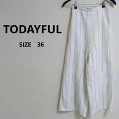 ・【TODAYFUL】ストライプ柄 ワイドパンツ 36サイズ