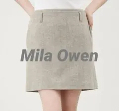 【美品】Mila Owen ダブルウエストツイードミニスカート ベージュ 0