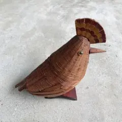 鳥型 籐編み バスケット 小物入れ
