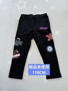新品未使用 110CM XLARGE ブラック ロゴ刺繍 ロングパンツ